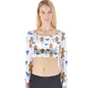 Gingerbread Man And Candy Long Sleeve Crop Top View1