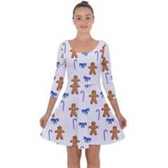 Gingerbread Man And Candy Quarter Sleeve Skater Dress by SychEva