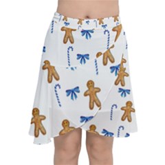 Gingerbread Man And Candy Chiffon Wrap Front Skirt by SychEva