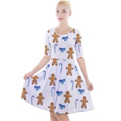 Gingerbread Man And Candy Quarter Sleeve A-line Dress by SychEva