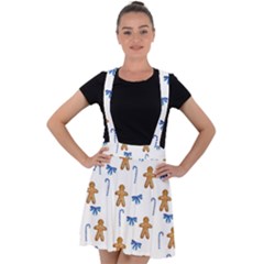 Gingerbread Man And Candy Velvet Suspender Skater Skirt by SychEva