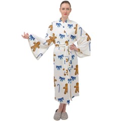 Gingerbread Man And Candy Maxi Velour Kimono by SychEva