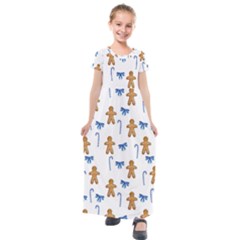 Gingerbread Man And Candy Kids  Short Sleeve Maxi Dress by SychEva