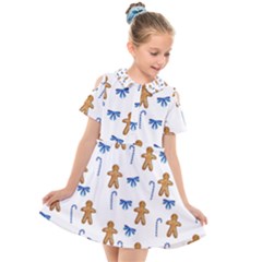 Gingerbread Man And Candy Kids  Short Sleeve Shirt Dress by SychEva