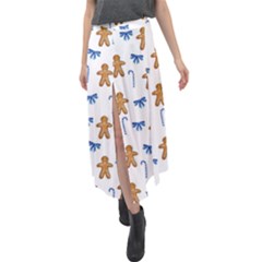 Gingerbread Man And Candy Velour Split Maxi Skirt by SychEva