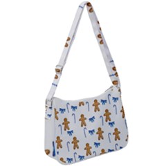 Gingerbread Man And Candy Zip Up Shoulder Bag by SychEva