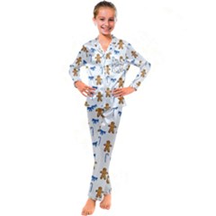 Gingerbread Man And Candy Kid s Satin Long Sleeve Pajamas Set by SychEva