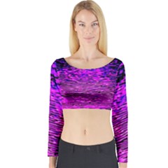 Magenta Waves Flow Series 1 Long Sleeve Crop Top by DimitriosArt