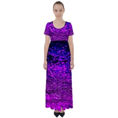 Magenta Waves Flow Series 1 High Waist Short Sleeve Maxi Dress by DimitriosArt