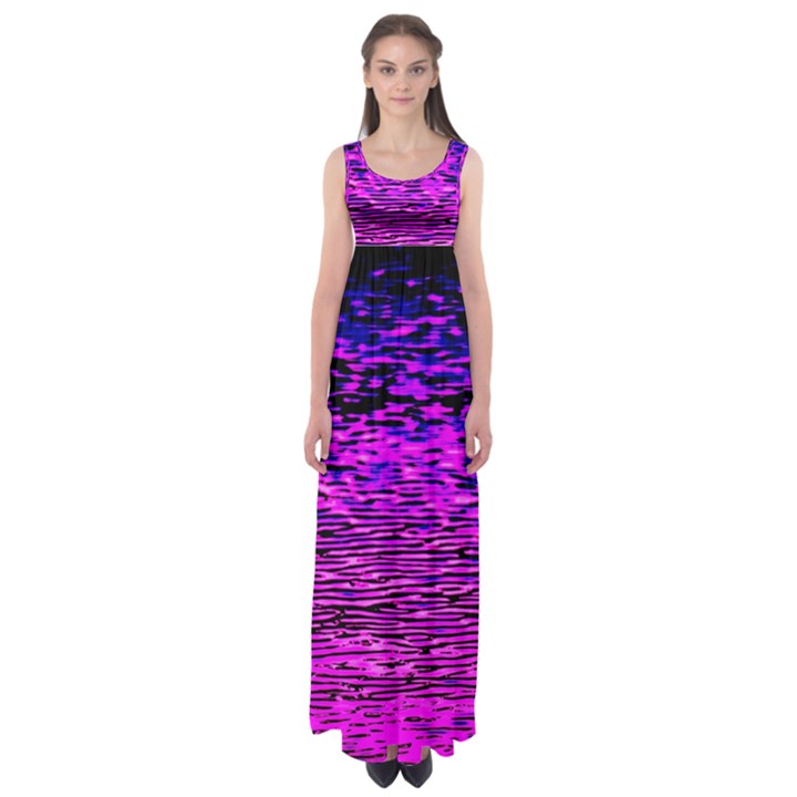 Magenta Waves Flow Series 1 Empire Waist Maxi Dress