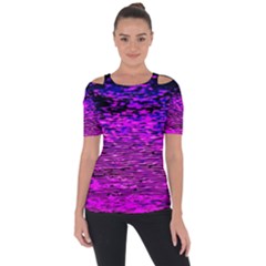 Magenta Waves Flow Series 1 Shoulder Cut Out Short Sleeve Top by DimitriosArt