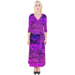 Magenta Waves Flow Series 1 Quarter Sleeve Wrap Maxi Dress by DimitriosArt