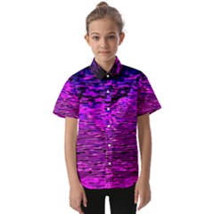 Magenta Waves Flow Series 1 Kids  Short Sleeve Shirt by DimitriosArt