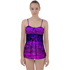 Magenta Waves Flow Series 1 Babydoll Tankini Set by DimitriosArt