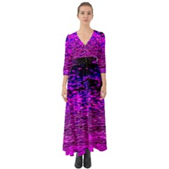 Magenta Waves Flow Series 1 Button Up Boho Maxi Dress by DimitriosArt