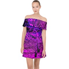 Magenta Waves Flow Series 1 Off Shoulder Chiffon Dress by DimitriosArt