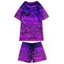 Magenta Waves Flow Series 1 Kids  Swim Tee and Shorts Set View1