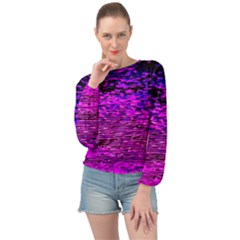 Magenta Waves Flow Series 1 Banded Bottom Chiffon Top by DimitriosArt