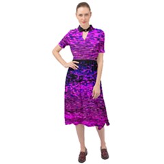 Magenta Waves Flow Series 1 Keyhole Neckline Chiffon Dress by DimitriosArt