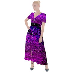 Magenta Waves Flow Series 1 Button Up Short Sleeve Maxi Dress by DimitriosArt