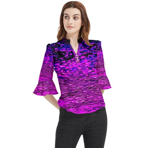 Magenta Waves Flow Series 1 Loose Horn Sleeve Chiffon Blouse by DimitriosArt