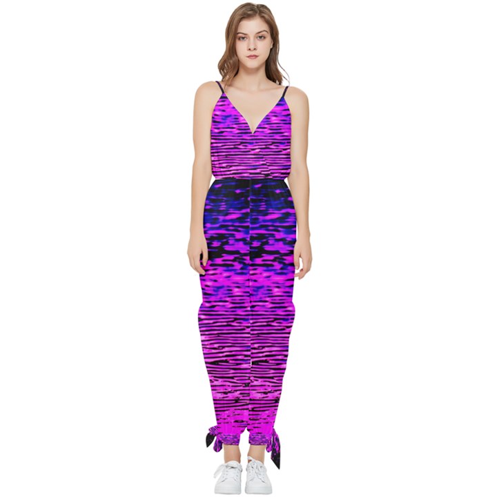 Magenta Waves Flow Series 1 Sleeveless Tie Ankle Chiffon Jumpsuit