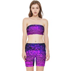 Magenta Waves Flow Series 1 Stretch Shorts And Tube Top Set by DimitriosArt