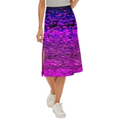 Magenta Waves Flow Series 1 Midi Panel Skirt by DimitriosArt