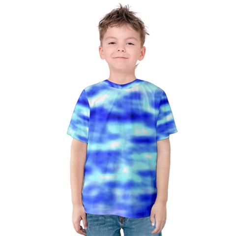 Blue Waves Flow Series 5 Kids  Cotton Tee by DimitriosArt