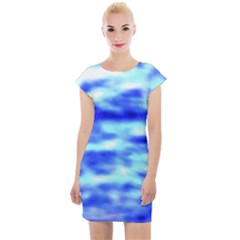 Blue Waves Flow Series 5 Cap Sleeve Bodycon Dress by DimitriosArt