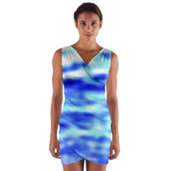 Blue Waves Flow Series 5 Wrap Front Bodycon Dress by DimitriosArt