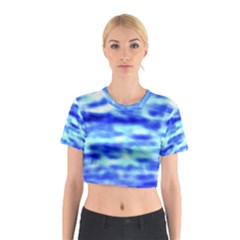 Blue Waves Flow Series 5 Cotton Crop Top by DimitriosArt