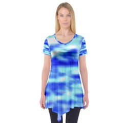 Blue Waves Flow Series 5 Short Sleeve Tunic  by DimitriosArt