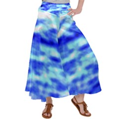 Blue Waves Flow Series 5 Satin Palazzo Pants by DimitriosArt