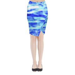 Blue Waves Flow Series 5 Midi Wrap Pencil Skirt by DimitriosArt