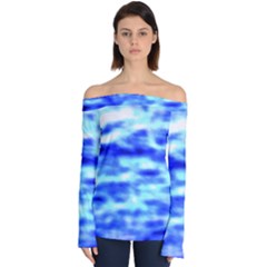 Blue Waves Flow Series 5 Off Shoulder Long Sleeve Top by DimitriosArt