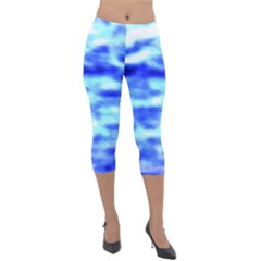 Blue Waves Flow Series 5 Lightweight Velour Capri Leggings  by DimitriosArt