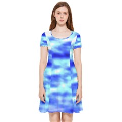 Blue Waves Flow Series 5 Inside Out Cap Sleeve Dress by DimitriosArt