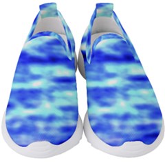 Blue Waves Flow Series 5 Kids  Slip On Sneakers by DimitriosArt