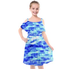 Blue Waves Flow Series 5 Kids  Cut Out Shoulders Chiffon Dress by DimitriosArt