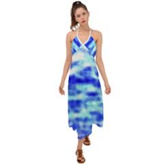 Blue Waves Flow Series 5 Halter Tie Back Dress  by DimitriosArt