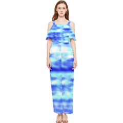 Blue Waves Flow Series 5 Draped Sleeveless Chiffon Jumpsuit by DimitriosArt