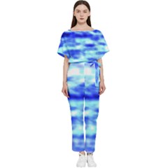 Blue Waves Flow Series 5 Batwing Lightweight Chiffon Jumpsuit by DimitriosArt