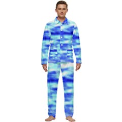 Blue Waves Flow Series 5 Men s Long Sleeve Velvet Pocket Pajamas Set by DimitriosArt