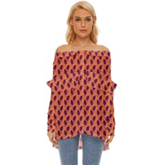 Leafs Off Shoulder Chiffon Pocket Shirt by Sparkle