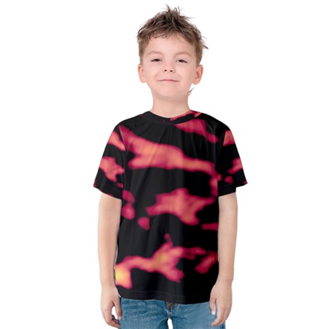 Red Waves Flow Series 5 Kids  Cotton Tee by DimitriosArt