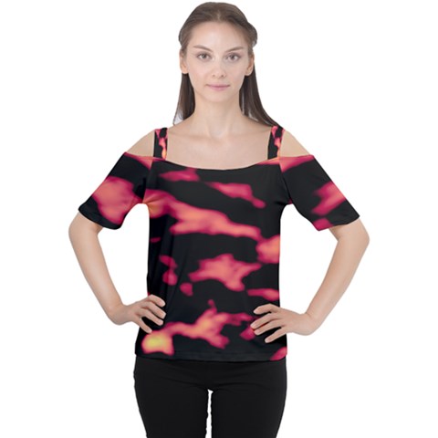 Red Waves Flow Series 5 Cutout Shoulder Tee by DimitriosArt