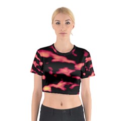 Red Waves Flow Series 5 Cotton Crop Top by DimitriosArt