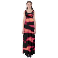 Red Waves Flow Series 5 Empire Waist Maxi Dress by DimitriosArt