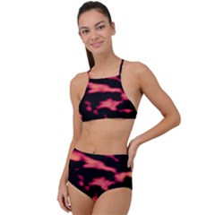 Red Waves Flow Series 5 High Waist Tankini Set by DimitriosArt